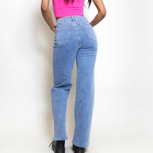 Jean en denim de coton pour homme, séchage rapide, taille mi-haute, coupe droite, décontracté, lavable en machine, coloré, délavé, pour l'été - Product Image 4