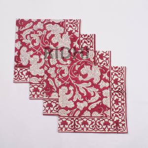 Bulk Sage <b>Pink</b> Floral Hand Block Printed Cotton Napkins, Reusable <b>Table</b> Linen Dinner Napkins, Handmade Indian <b>Cloth</b> Napkins - Product Image 3