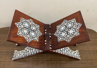 Support de Coran carré de luxe fait main en nacre, design rustique, élégant, en matériaux naturels, cadeaux islamiques pour Ramadan et l'Aïd
