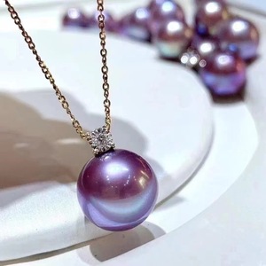 Collier chaîne de clavicule de luxe pour femmes avec pendentif en perle d'eau douce à forte luminosité, style princesse - Product Image 3