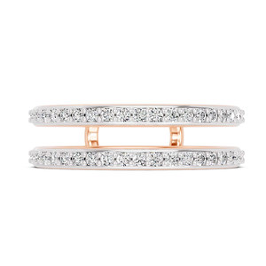 Hermoso y Elegante Anillo de Oro Sólido de 18k, Anillo Nexa Guard, Anillo de Lujo de Doble Hilera con Corte Redondo, Diamante Cultivado en Laboratorio, Banda Abierta, Anillo de Compromiso y Boda - Product Image 3
