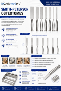 ชุดเครื่องมือผ่าตัดกระดูก Smith Peterson Osteotomes พร้อมชั้นวางเก็บของ บรรจุเครื่องมือแบบใช้มือ 7 ชิ้น ได้รับการรับรองมาตรฐาน CE ระดับ I รุ่น MA-13-620-633 - Product Image 5