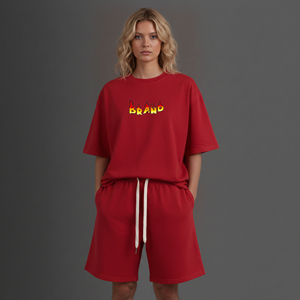 Best Quality 100% Cotton Solid Vintage <b>Patches</b> Women's Summer Casual 2 Piece Shorts Set Regular Fit Half Sleeve Breathable <b>Knee</b> - Product Image 6