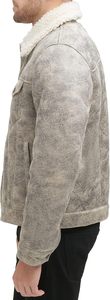 Men's Wool Blend Shearling Jacket With <b>Faux</b> <b>Fur</b> Lining Turn-down Collar Windproof Winter <b>Coat</b> Regular Fit Workwear Style - Product Image 4