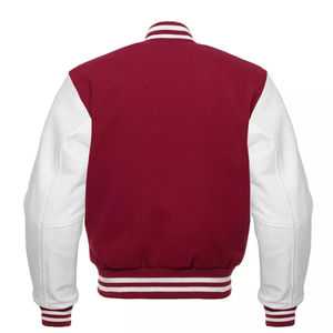 Nouvelles Vestes Homme 2025 Style Letterman Basketball Varsity en Laine et Cuir Blanc à Manches Longues, Col Montant, Style Urbain pour le Printemps - Product Image 2