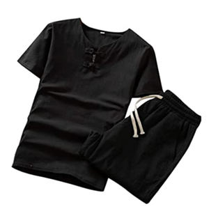 ชุดเซ็ตเสื้อผ้าลำลองผู้ชายผ้าวอร์สเตดเนื้อแน่นแบบ OEM ผลิตตามสั่ง แบรนด์ส่วนตัว ผู้ผลิตเสื้อผ้า โพลีเอสเตอร์/คอตตอน เอวยางยืด - Product Image 3