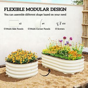 Kit de jardinière surélevée galvanisée 3,4 x 2 x 1 m avec bordure de sécurité crème, bac à plantes en métal pour pots et jardinières - Product Image 4