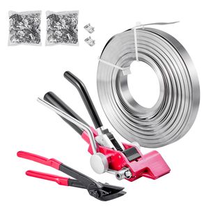 Kit di Reggiatura in Acciaio Resistente, 200 Piedi di Nastri e 200 Fermagli Metallici, Strumento Manuale per Imballaggio Pallet - Product Image 1