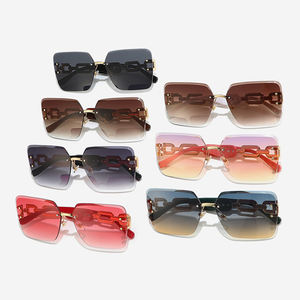Gafas de Sol de Diseño Moderno con Degradado, al por Mayor, de Lujo, Extra Grandes, con Montura Cuadrada sin Aro y Corte de Diamante para Mujer - Product Image 3