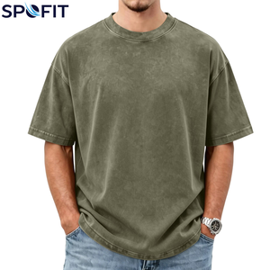 Camisetas de Verano de Alta Calidad para Hombre, Cuello Redondo, Manga Corta, Estilo Urbano, Oversize, 250gsm, Algodón, Lavado Ácido Vintage - Product Image 2