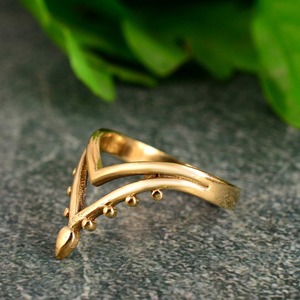 Dernier design de bague Chevron, bijoux bohèmes en laiton pour femmes, plaqué or 18 carats, motif géométrique tribal perlé, pour la vente en gros/OEM/ODM - Product Image 5