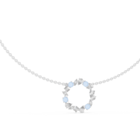 Collier en or blanc 10 carats avec diamant de laboratoire taille brillant, pendentif cercle minimaliste de luxe, pour femme, à porter au quotidien, cadeau d'anniversaire