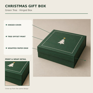 <b>Christmas</b> Rigid Paper <b>Gift</b> <b>Box</b> Square Cardboard Packaging <b>Box</b> with Foil Stamping for Corporate Holiday Basket - Product Image 2