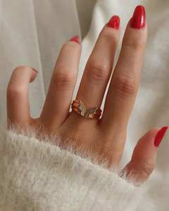 Anillo de Oro con Mariposa de Estilo Único, Corte Redondo, Micro Pavé de Moissanita, Banda Abierta, Anillo de Diseño para Fiesta, Regalo de Aniversario para Mujer - Product Image 3