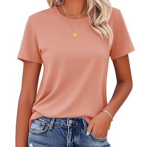 Camisetas de algodón 100% para mujer, cuello redondo, informales, transpirables, de secado rápido, de color liso, para gimnasio, deporte, correr, yoga, ¡en oferta! - Product Image 1