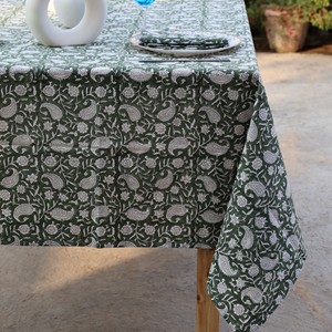 Mantel Cuadrado Estampado Floral Verde Blanco Clásico Tejido para Uso en Exteriores de Lino y Algodón Lavable - Product Image 6