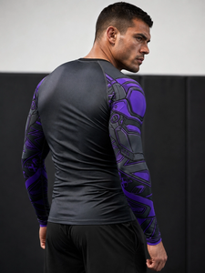Factory Direct Sell <b>Men's</b> <b>Compression</b> Rash Guard BJJ <b>Shirt</b> Long Sleeve Breathable Eco-Friendly Custom Logo Digital Print UPF50+ - Product Image 3