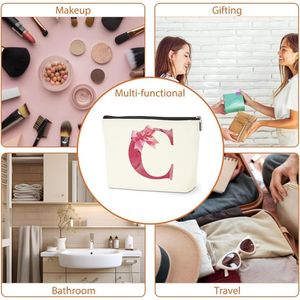 Borsa Cosmetica Personalizzata con Iniziali, Pochette Carina Stile Preppy, Organizer per Trucchi con Monogramma e Fiocco, da Viaggio per Articoli da Toeletta - Product Image 2