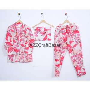 Nuevo Conjunto de Pijama de Algodón 100% Puro con Estampado Floral, Camisa y Pantalón, Suave y Cómodo para Mujer - Product Image 6