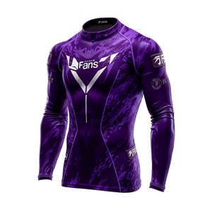 Camiseta de Compresión Deportiva para Hombre, Manga Larga, Diseño con Estampado de Llamas, Logotipo de Fans, Ropa Deportiva de Alto Rendimiento - Product Image 4