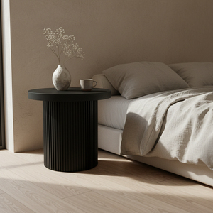 Table d'appoint design moderne, table basse ronde, pied unique, couleur marron clair, luxe, durable, bois d'hévéa, couleur dynamique - Product Image 2