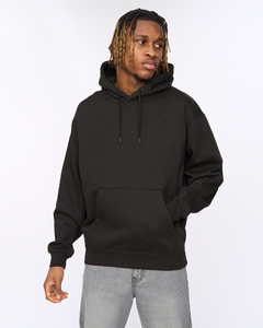 Sweat-shirt à capuche en molleton noir pour homme, coupe classique, couleur unie, décontracté, pour l'automne, 100 % coton, teinture unie, sérigraphie, coupe-vent - Product Image 2