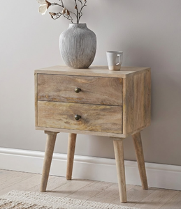 โต๊ะข้างเตียงไม้โอ๊คสไตล์นอร์ดิกมินิมอล ดีไซน์แบบโบราณสไตล์ฟาร์มเฮาส์ สำหรับวิลล่า เฟอร์นิเจอร์ห้องนอนไม้ - Product Image 5