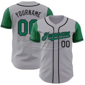 Camiseta de Béisbol Personalizada para Hombre, Manga Corta, con Nombre del Equipo, Absorbente de Humedad, Poliéster, Uniforme, Corte Regular para Adulto, Gris Verde - Product Image 1