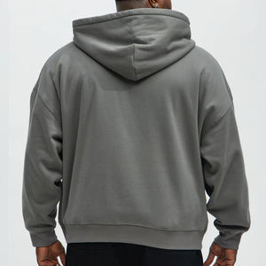 420 Grams Men's Grey Half-<b>Zip</b> <b>Hooded</b> Sweatshirt with Front Pocket Loose Fit Casual Pullover Ribbed Cuffs and Hem - Product Image 4