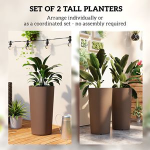 Set di 2 Fioriere da Esterno Smaltate da 29 Pollici, Resistenti ai Raggi UV e alle Intemperie, Vasi per Fiori Marroni in PP Impilabili, Grandi Fioriere per Hotel - Product Image 4
