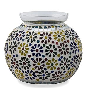 Portavelas de cristal mosaico hecho a mano con diseño de florero - Product Image 1