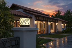 Lámpara de Columna LED con Patrón Victoriano, Decoración Vietnamita CM, para Exteriores, Jardín, Villa, Negra, E27, IP65, Metálica, AC 220V (±10%) - Product Image 5