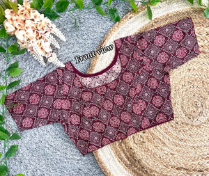 Modern Fashion Simple Wedding O-Neck Blouse material 100% PURE COTTON PRINT NON LINING WITHOUT PADDED height 15.5 inch - Product Image 5