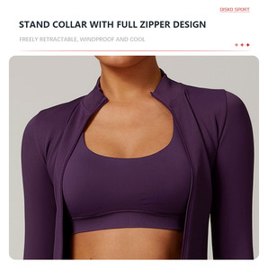 Ensemble de sport deux pièces pour femme : Leggings de yoga respirants et écologiques à taille mi-haute en Spandex/Polyester et veste de sport zippée pour l'entraînement - Product Image 3