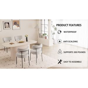 Mesa de Comedor Moderna de Estilo Medieval de 63 Pulgadas con 4 Juegos de Sillas Circulares Acolchadas sin Brazos, Juego de Comedor de Fácil Montaje - Product Image 6