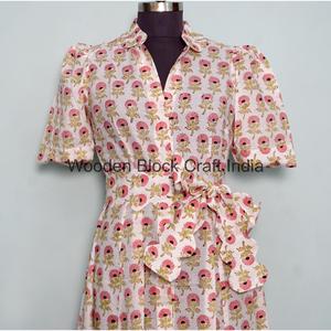 Vestido de Algodón Vintage Estilo Bohemio Ecológico Hecho a Mano con Detalle de Botones, Manga Corta, Silueta en A para Mujer, Casual de Oficina - Product Image 5