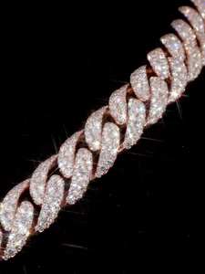 Chaîne cubaine en mosaïque à taille brillante en argent sterling 925, testée au diamant VVS, pour fêtes, unisexe, chaîne cubaine en moissanite - Product Image 2