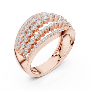 Rose Gold Multi <b>Row</b> Diamond Band Ring Round Cut Eternity Wedding Ring for Women Luxury Engagement Jewelry - Product Image 4