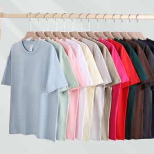 เสื้อยืดคอกลมทรงหลวมสไตล์ใหม่สำหรับผู้ชาย ผ้าฝ้ายคุณภาพสูง 100% 230 GSM แบบไหล่ตก  รุ่นพิมพ์ลายได้ตามสั่ง - Product Image 1