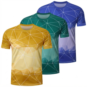Men's Unisex <b>Geometric</b> Sublimation Transfer Print Short Sleeve T-<b>Shirt</b> O-Neck Regular Fit 100% Polyester Jersey Breathable Quick - Product Image 1