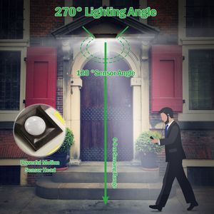 Lampada Solare da Parete con 180 LED, Impermeabile IP65, Sensore di Movimento a 120 Gradi, Illuminazione a 270 Gradi, Luci Solari per Esterni - Product Image 3