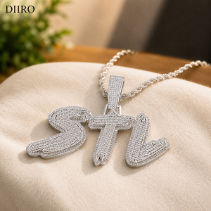 Collier pendentif lettre plaqué or rose, serti de moissanite, bijoux hip-hop, nom personnalisé - Product Image 5