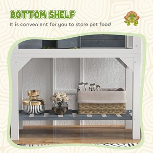 Terrario de Madera Gris para Tortugas con Estante de Almacenamiento, Tapa Abrible, Soporte para Lámpara, Ventanas Transparentes, Suministros para Reptiles y Anfibios - Product Image 3