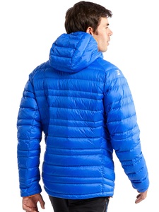 <b>Men's</b> Blue Hooded Puffer <b>Jacket</b> Windproof Zipper Front Sporty Winter Wear Solid Color Regular Fit - Product Image 4