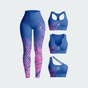Conjuntos de Yoga Ligeros y Sostenibles para Mujer, Conjunto de 4 Piezas, Transpirables, Tallas Grandes, Diseño Sólido, Cintura Elástica, Pantalones de Yoga 100% Poliéster - Product Image 1