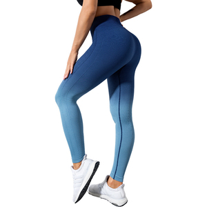 Leggings de punto degradados de cintura alta a la moda con efecto push-up, control de abdomen, transpirables y elásticos para mujer - Product Image 1