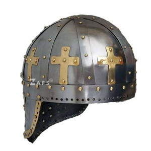 Casque nasal médiéval authentique de style Viking, artisanal en acier doux poli, pour festivals et présentations décoratives - Product Image 3
