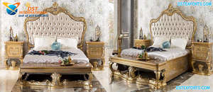 Cama Doble de Madera de Teca Tallada Estilo Regal, Cama Moderna Maharaja con Tallado de Alta Calidad, Tamaño y Color Personalizables - Product Image 5