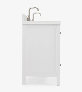 Mueble de Baño Independiente Abigail de 61 Pulgadas, Color Blanco, con Doble Lavabo y Encimera de Cuarzo Blanco Puro, Directo de Fábrica en Vietnam - Product Image 4
