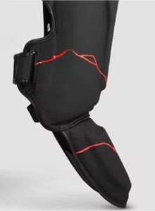 Protège-tibias de boxe Muay Thai sur mesure en cuir PU respirant avec fermeture auto-agrippante, prix de gros RTS AI-SG-10 - Product Image 5